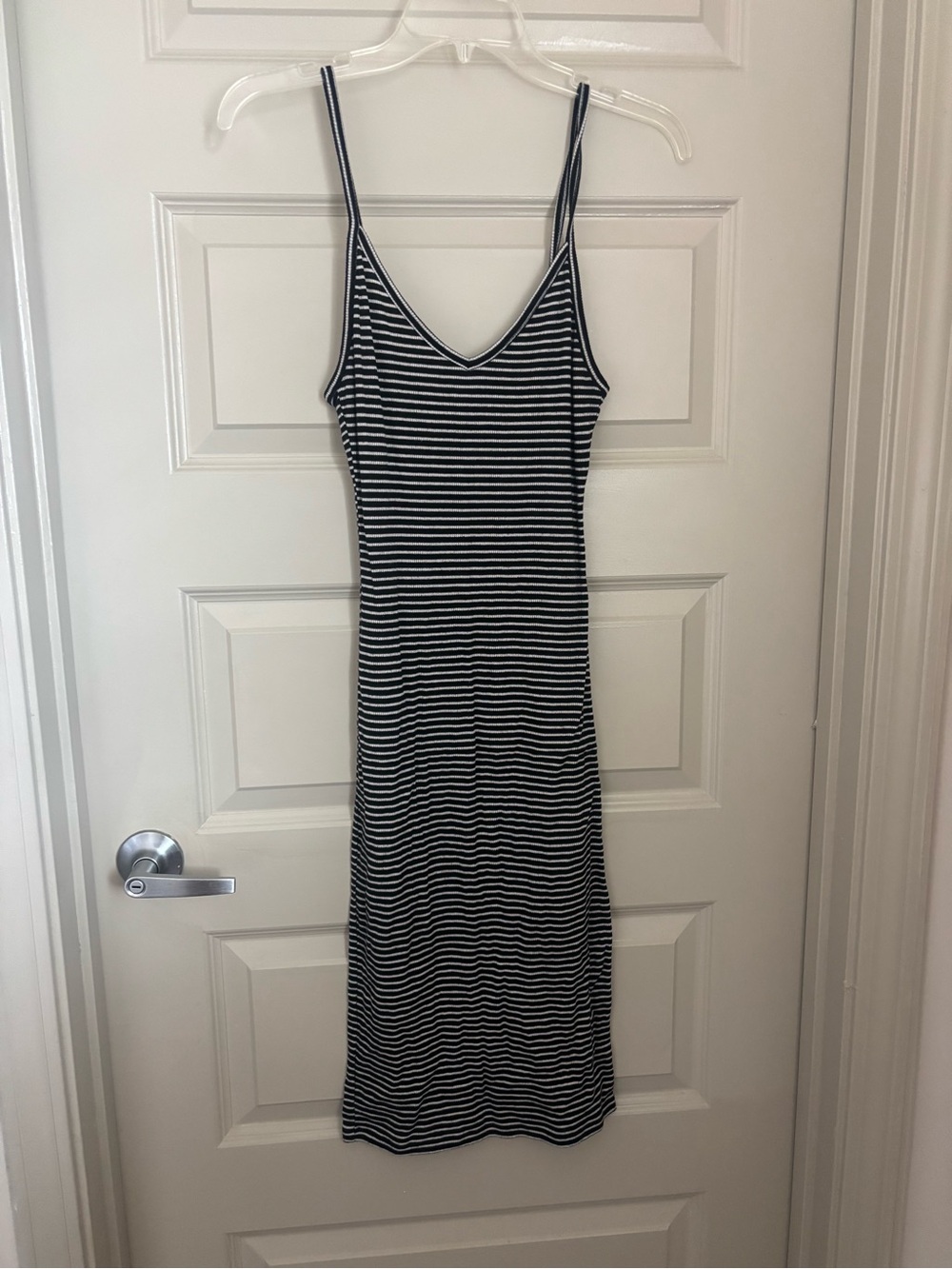 Forever 21 Black and White Striped Midi Slip Dress